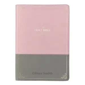 Custom KJV Pink Gray Study Size Holy Bible Giant Print - Tiktok