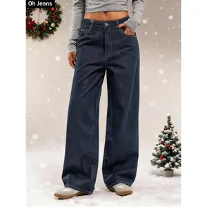Women’s vintage striped wide-leg jeans pants, high-waisted slim fit with a drapey loose hem; comfortable, versatile for work and casual wear, designed for two-way styling.