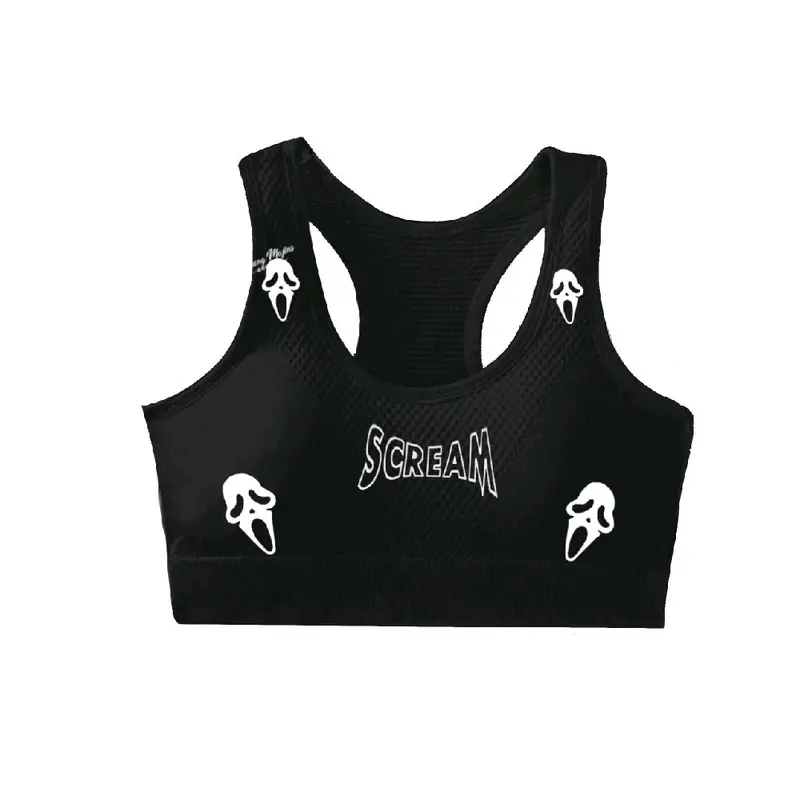 Women's Ghostface Wireless High-Stretch Move Workout Ready Sports Bra - Crop Top Gym Clothes Women, Outdoor Activewear for Gym, Hiking
