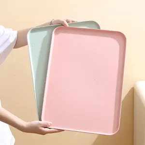 1 Piece Plastic Solid Color Tray, Household Rectangular Serving Table Storage Plate For Tea Cup, Water Cup, Breakfast, Dessert