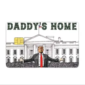 Trump Daddy's Home Card Skin with "DADDY'S HOME" Design and White Background Featuring Political Themes