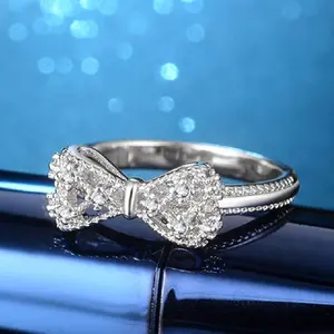 Silver Wedding Infinity Romantic Bow Ring.Embers Ring, Promise Ring for Women, Sizes 6 7 8 9