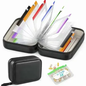 Waterproof Pill Pouch Set, Large Weekly Pill Organizer with 14 Color-Coded Medicine Pouches, Reusable Travel Medicine Organizer, Zippered Pill Storage for Fish Oils, Vitamins-MM1