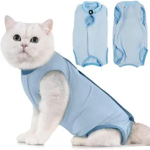 Post-Surgery Protective Clothing for Cats - One-piece suit for post-operative cats, a surgical sterilization suit that replaces the post-operative collar, suitable for female cats, used for post-surgery or skin disease protection - Blue (Size M)