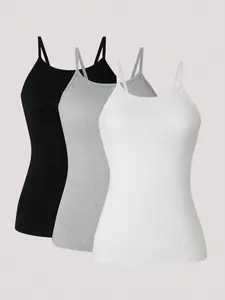 Plus Size Cami Set, Slim-Fit Woven Fabric, Moderate Thickening, All-Season Wear, Comfortable & Stylish Design, Womenswear