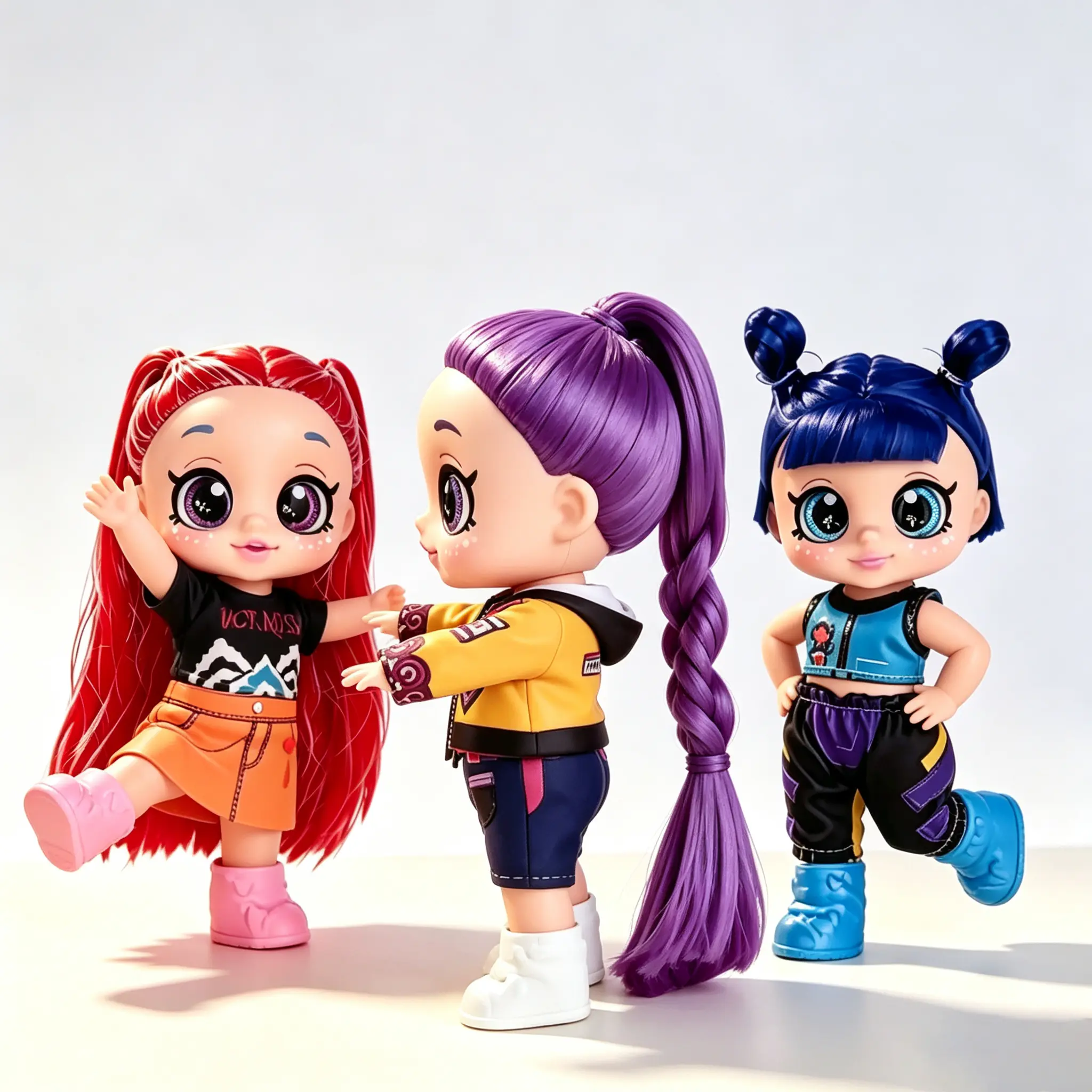 kpop huntre Articulated Fashion Dolls for Girls, Posable Jointed Big Eye Doll Set with Colorful Hair & Trendy Outfits, Collectible Dress Up Play Doll Toy Gift for Kids Age 3+