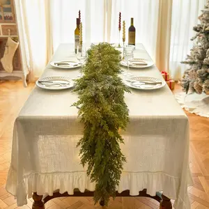 6FT Real Touch Cedar Garland Christmas Winter Artificial Faux Greenery Garland for Table Mantle Stairs Fireplace Wall Decor Outdoor Indoor Porch Home Decorations