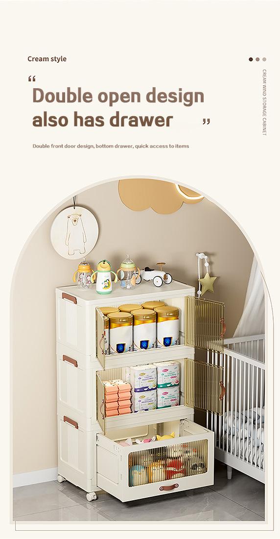 ONAIL Drawer style Super large Foldable Storage Box with Lid, Stackable Household Storage Holders with Wheels Home Decor Organiser Durable Plastic