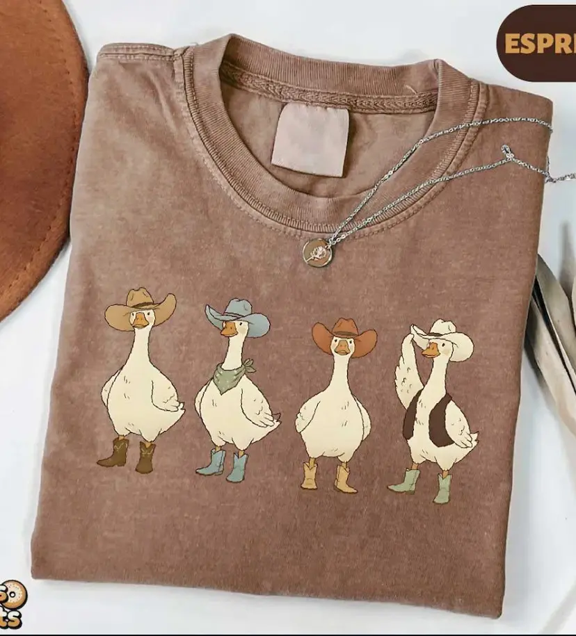 Comfort Colors Western Goose Shirt, Cowboy Hat Graphic Tee, Funny Wild West Animal Top, Cute Country Vibes Gift, Rodeo Southern Sweatshirt