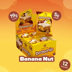 Banana Nut Prime Bites - 12 Pack - Protein Brownies with 19g Protein and 5g Collagen Snack - Fresh Baked High Protein Snack w/ Low Sugar Banana Nut Prime Bites - 12 Pack - Protein Brownies with 19g Protein and 5g Collagen Snack - Fresh Baked High Protein Snack w/ Low Sugar