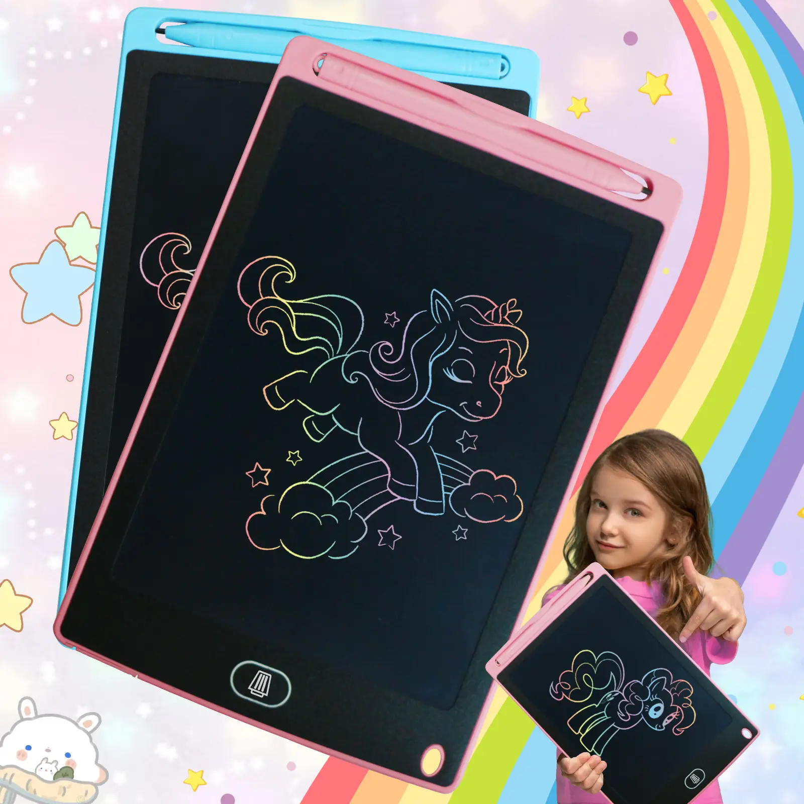 2 Pack Kids LCD Writing Tablet – 8.5” Colorful Doodle Board, Erasable & Reusable Drawing Pad, Best Educational Gift for Toddlers (Birthdays, Christmas
