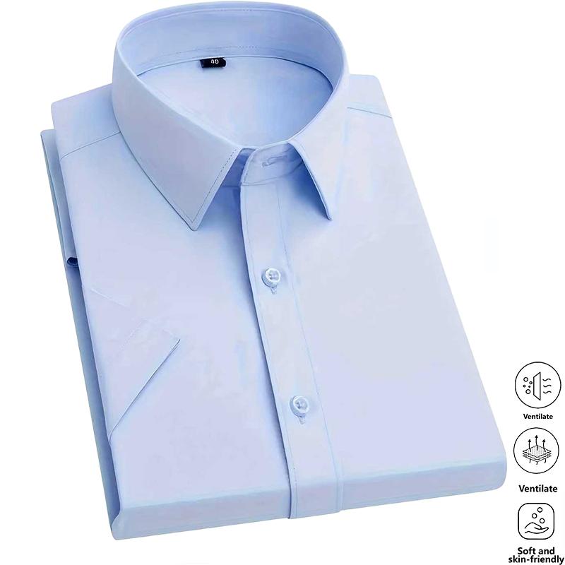 Men&rsquo;s solid-color dress shirts, 5-pack &mdash; a light‑mature professional commuter style. Made from skin‑friendly, breathable, wrinkle‑resistant, non‑iron fabric that&rsquo;s easy to care for and won&rsquo;t lose shape. Classic notched lapel, single‑breasted design&mdash;simple
