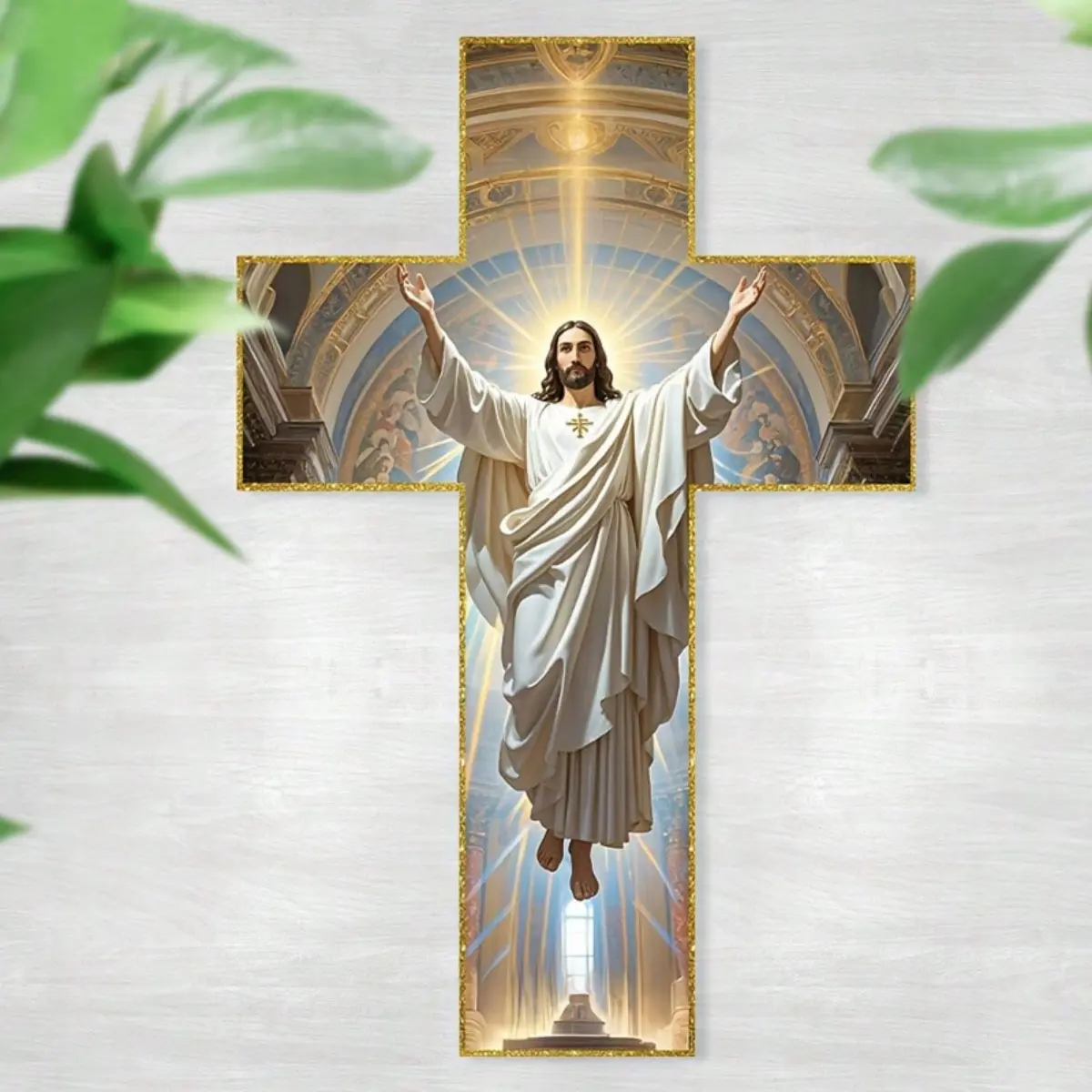 Jesus Cross Wall Decorative Plaque, Wooden 30x20cm for Christmas Home Decoration, Prayer Room Decor, Spiritual Decor, Room Decor, Religious Hanging Ornament, Crosses Wall Decor, Wooden Cross Decorations