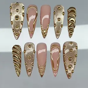30pcs 3D Cat Eye Melting Sunset Design Reusable Press-On Nails, Luxurious Wearable False Nails, Durable and Secure Nail Tips