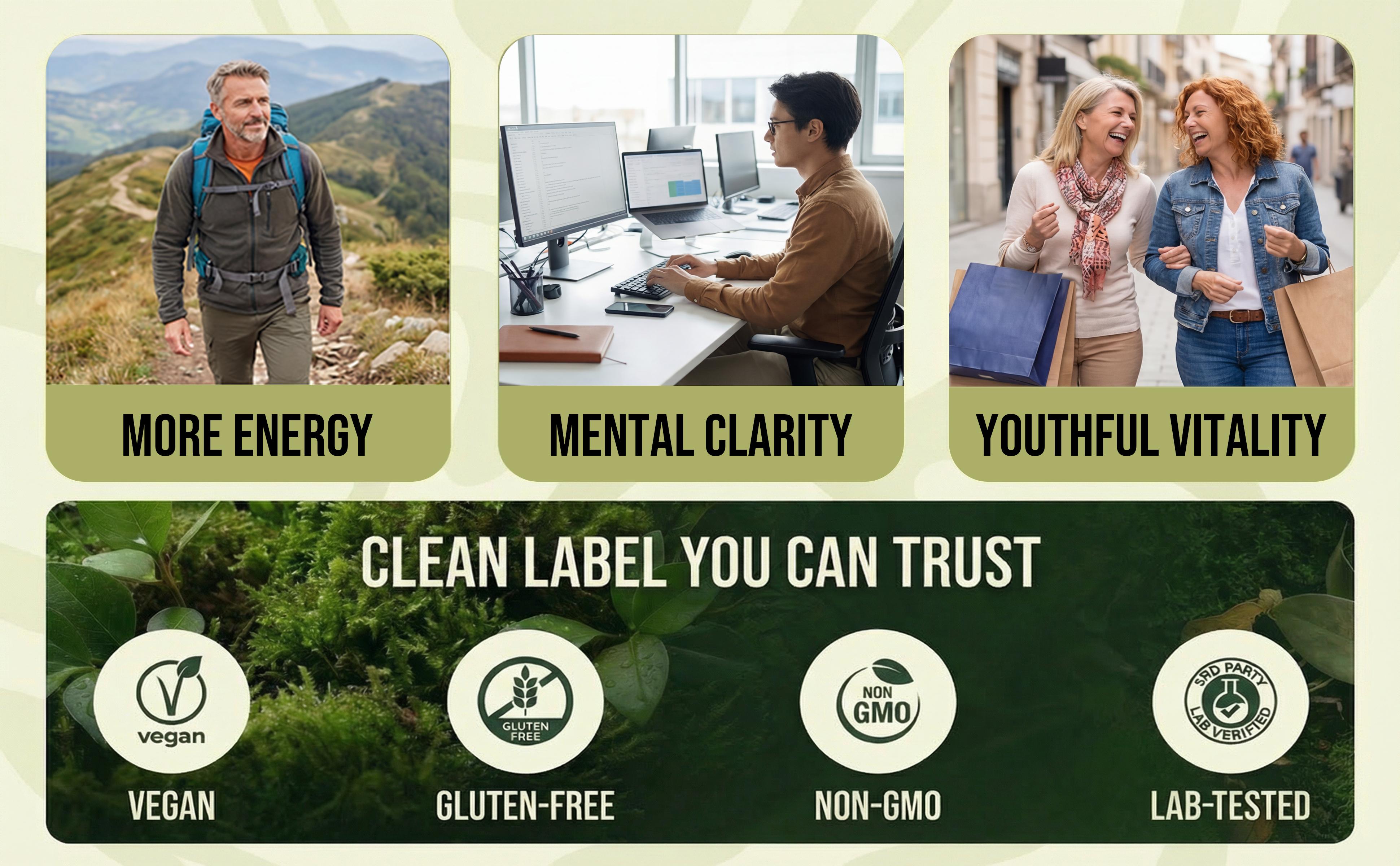 XAGE Vital Series Daily NAD+ Vitality Formula - Cellular Energy & Antioxidant Support, 60 Caps