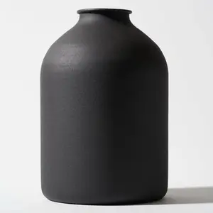 Large Matte Aloe Pattern Vase 8.6 Inches, Modern Boho Style, Living Room Dining Table Floral Decor Centerpiece, Round Shape