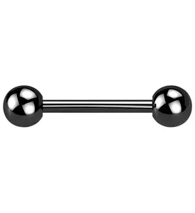Black PVD Double Ball Titanium Barbell
