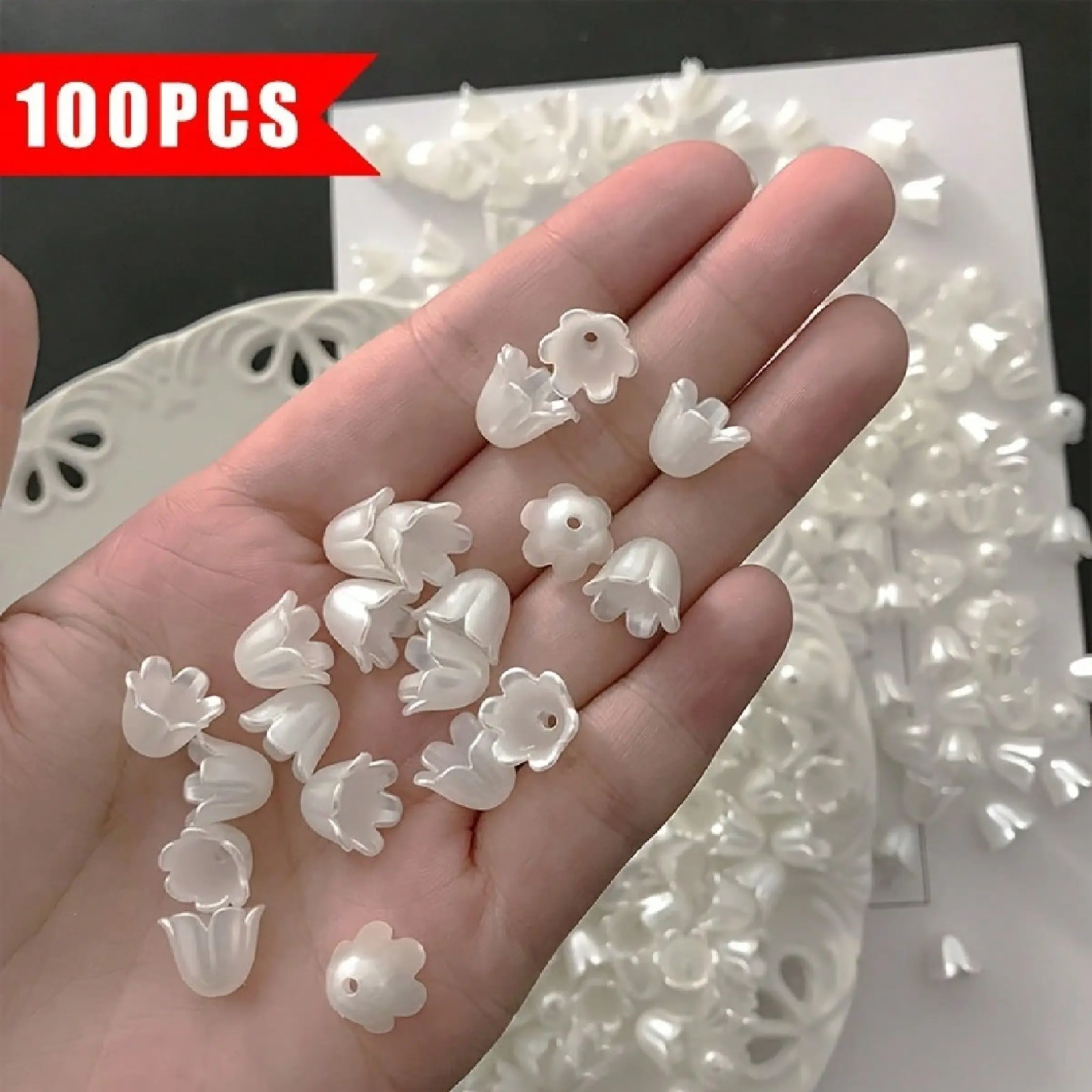 300pcs Large Wind Chime Flower Bead Accessories, Vibrant Resin Beads for Jewelry Making, Durable Craft Beads for Crafts, Diy Beads, Beading Supplies