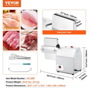 VEVOR Commercial Meat Tenderizer, Heavy Duty 304 Stainless Steel Kitchen Tool with Meat Tong, Cleaning Brush, and Tray, 750W Electric Meat Tenderizer Machine for Beef, Turkey, Chicken, Pork, and Fish