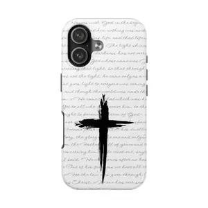 Christian Phone Case iPhone 17 16 15 14 13 12 11 | Black and White Simple Cross Phone Cover Men | Scripture Phone Case Bible Verse
