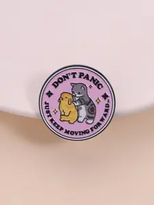 Cute Cat Brooch Pin, Inspirational Animal Quote Decoration, Positive Energy Theme Badge, Unisex Design, Daily Wear Accessory Gift