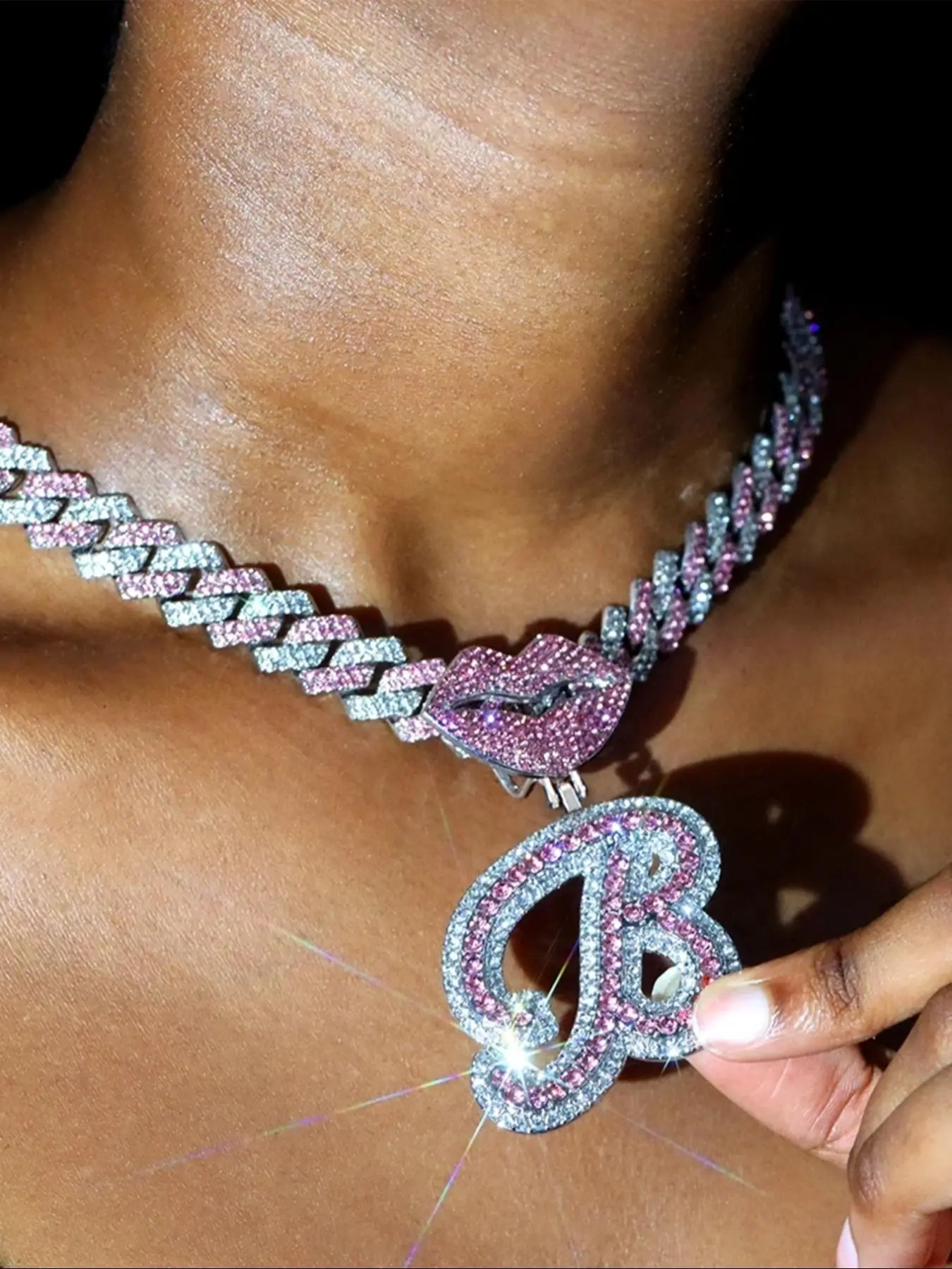 Rhinestone Decorated Necklace for Women, Girlfriend Gifts, Fashion Chunky Cuban Link Chain for Party, Daily Clothing Decor, Trendy All-match & Exquisi