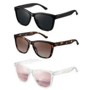 Retro Polarized Sunglasses for Women Trendy Classic Sun Glasses in Black Tortoise & Clear Frames