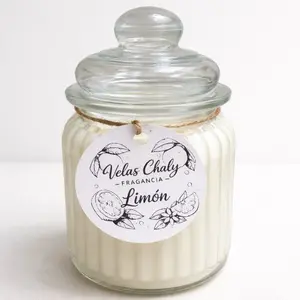 Velas Chaly Fragancia Soy Wax Candle Aromatic Lemon 8.5 oz 240 g Fragancia Limón