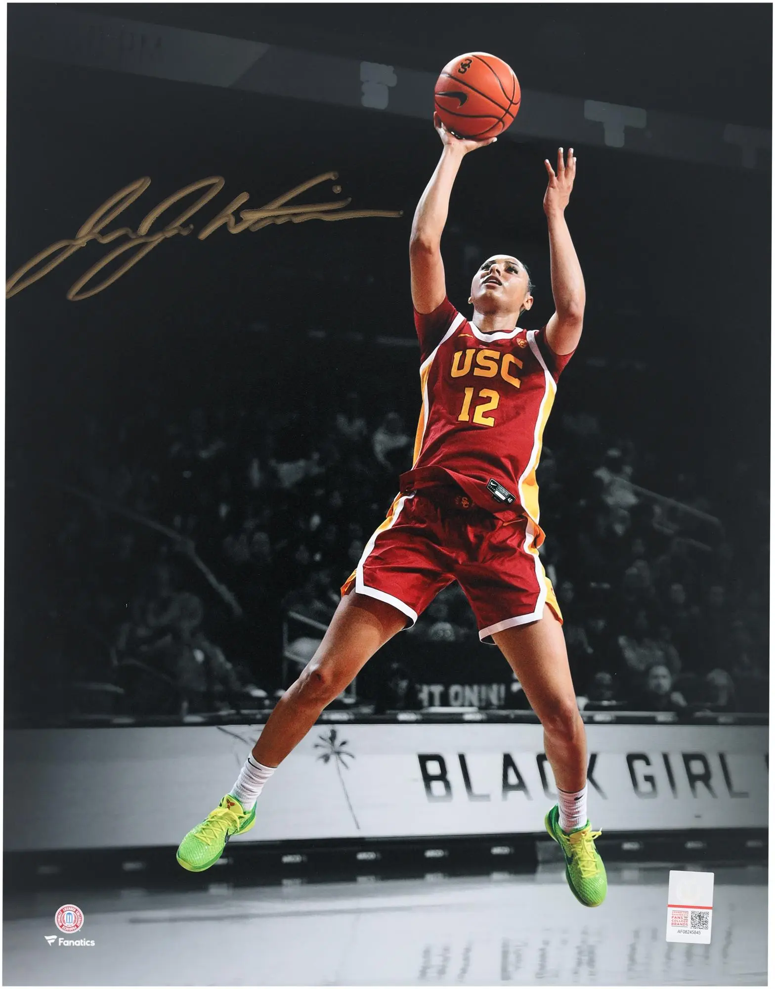 JuJu Watkins USC Trojans Autographed 11" x 14" Jump Shot Spotlight Photograph - Signed in Gold Ink - Fanatics Authentic Certified