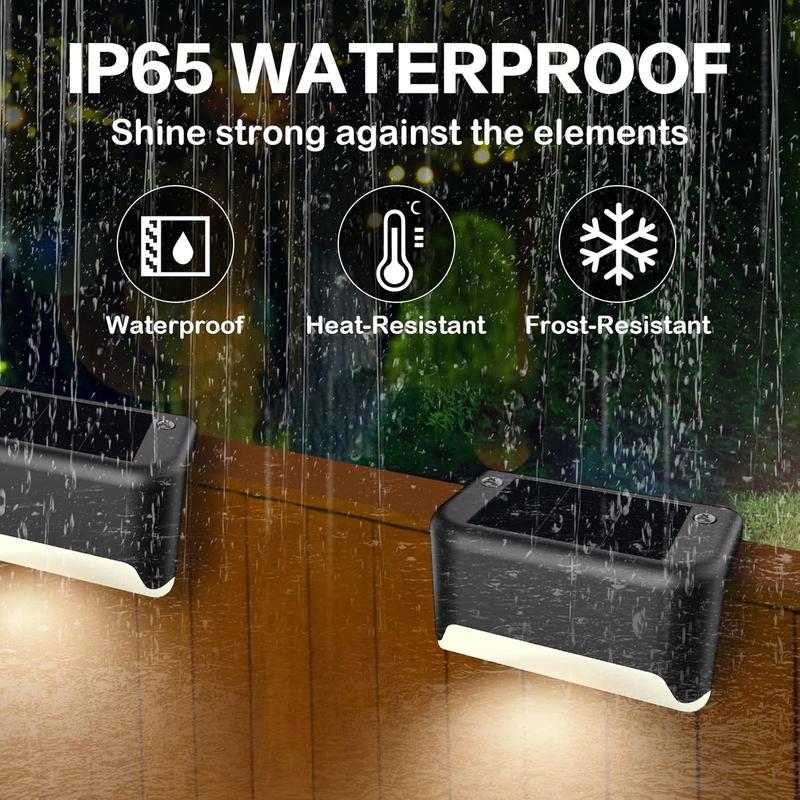JNOEC 36pcs Solar LED Deck Lights IP65 Auto On/Off 12Hr Warm White Cool White Waterproof for Outdoor Stairs Fences Pathways Easy Install Commercial Malls Hotels Libraries