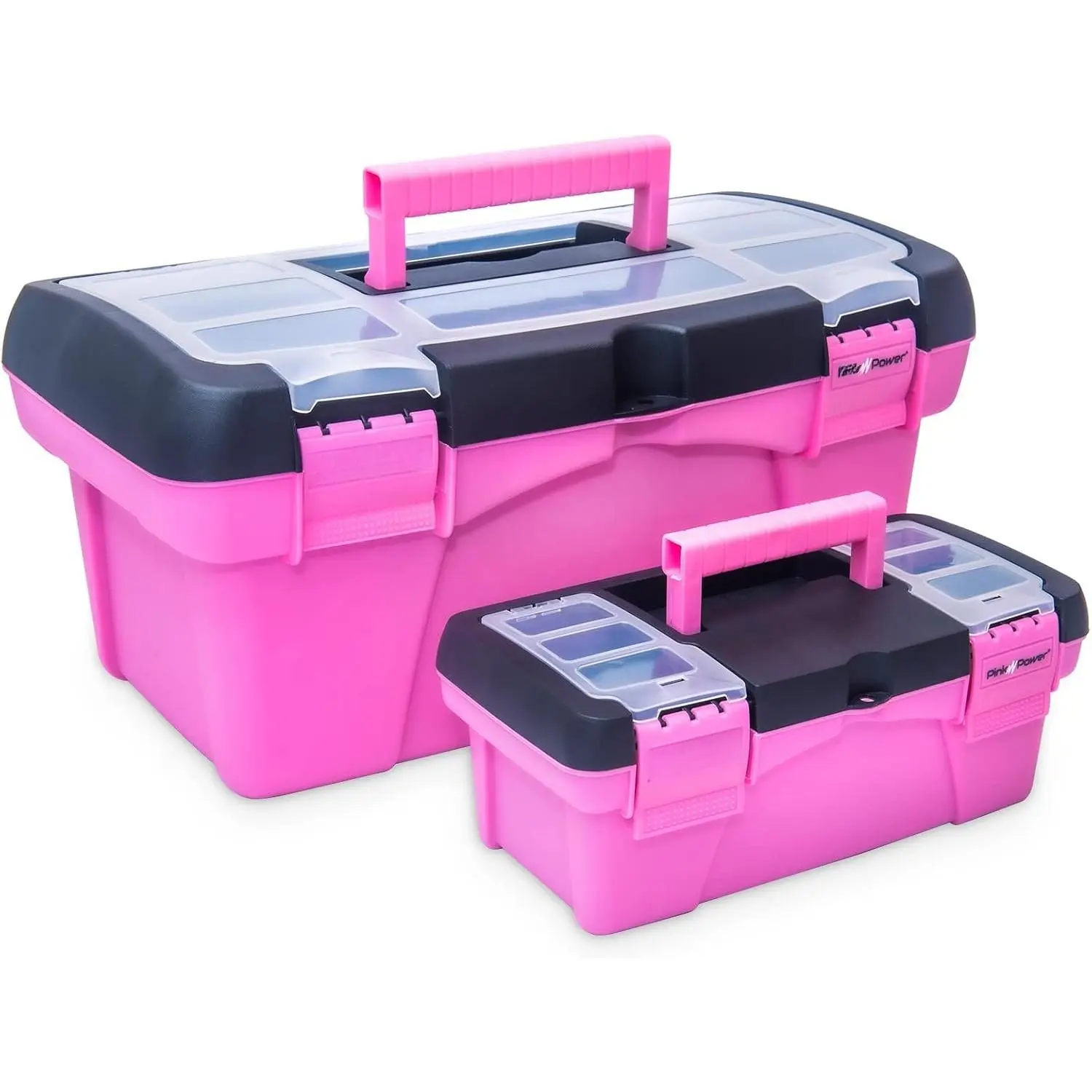 Tool Box for Women - Sewing, Art & Craft Organizer Small & Large Plastic Tool Box with Handle -  Toolbox Sewing Tool Storage Box - Portable Mini Locking Tool Boxes (2 Pack)