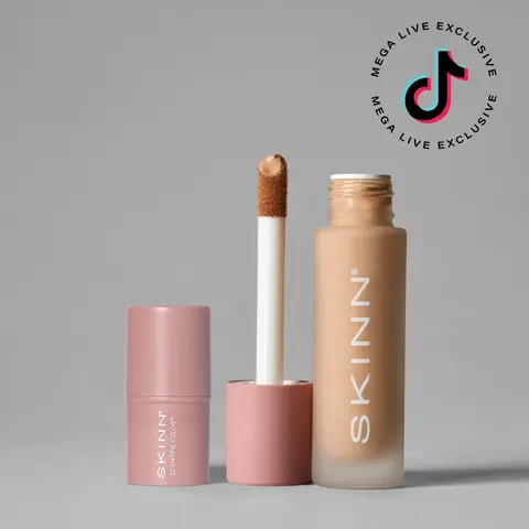 SKINN Cosmetics: Long-Wear 3-in-1 Foundation + Concealer with Active Firming Factor & Self-Leveling Micro-Pigments for Flawless Skin - Buildable Makeup Coverage - Smoother