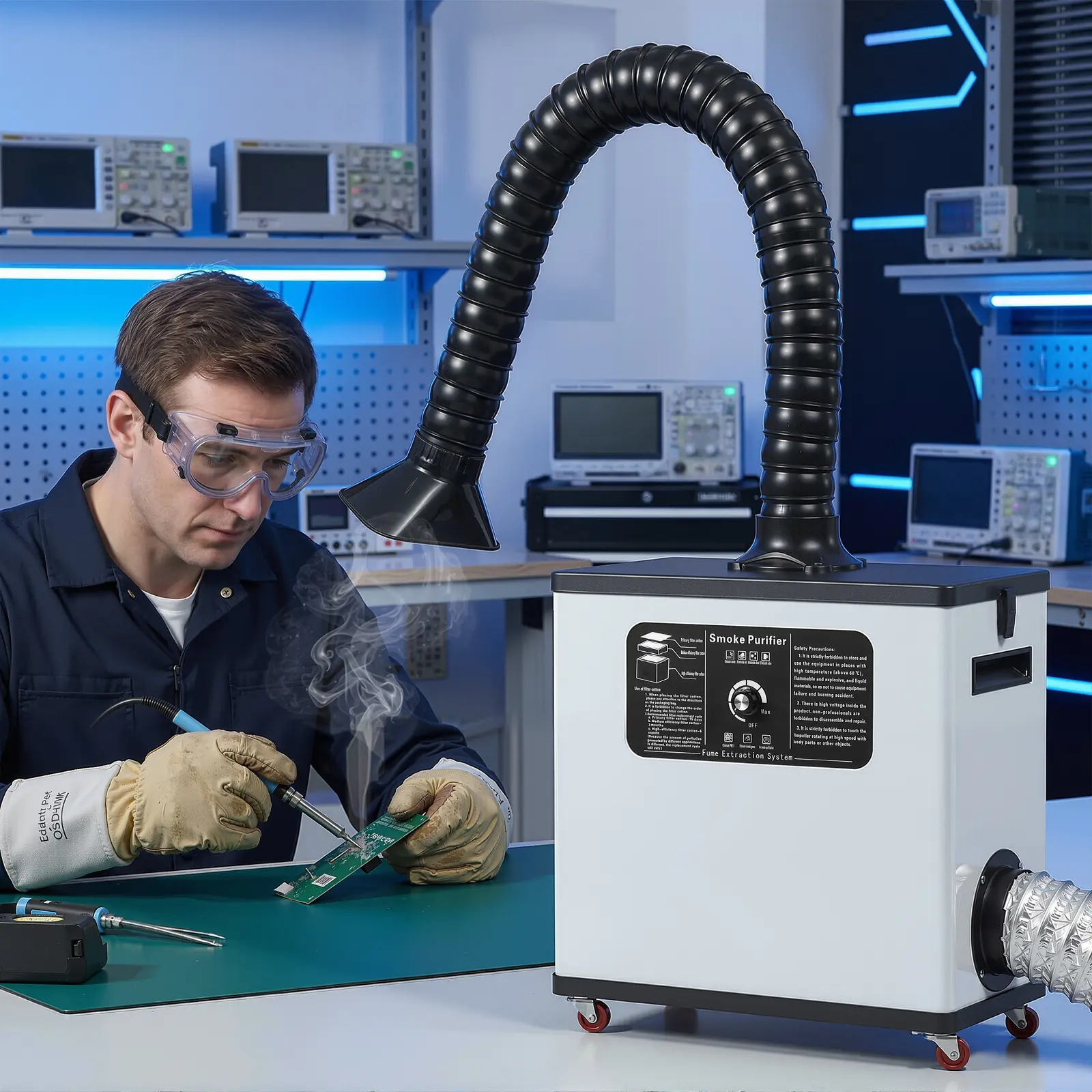 Fume Extractor Machine, Solder Smoke Absorber with Powerful Fan & Filter System, Portable Smoke Extractor for Welding, Soldering, Laser Engraving and Workshop