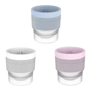 Stackable Round Ice Hockey Mold, Large Sphere Ice Cube Maker with Lid, Easy Release Reusable Ice Ball Mold for Whiskey Cocktails Coffee Tea Drinks-MM1