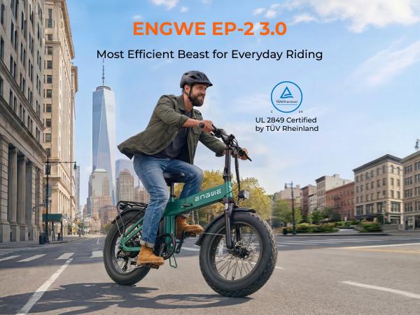 ENGWE EP-2 3.0 Folding Electric Bike | 75+ Miles Long Range, 75Nm High Torque Motor, Hydraulic Disc Brakes, 20×4.0 Fat Tires, IP64 Waterproof & Smart APP Control | Foldable Design for Urban Commute and Outdoor Adventure