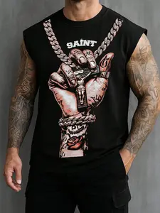 Men Women Graphic Vest Cross-Hand Print Design, Casual Comfortable Streetwear, Daily Outdoor Fashion, Vintage Style