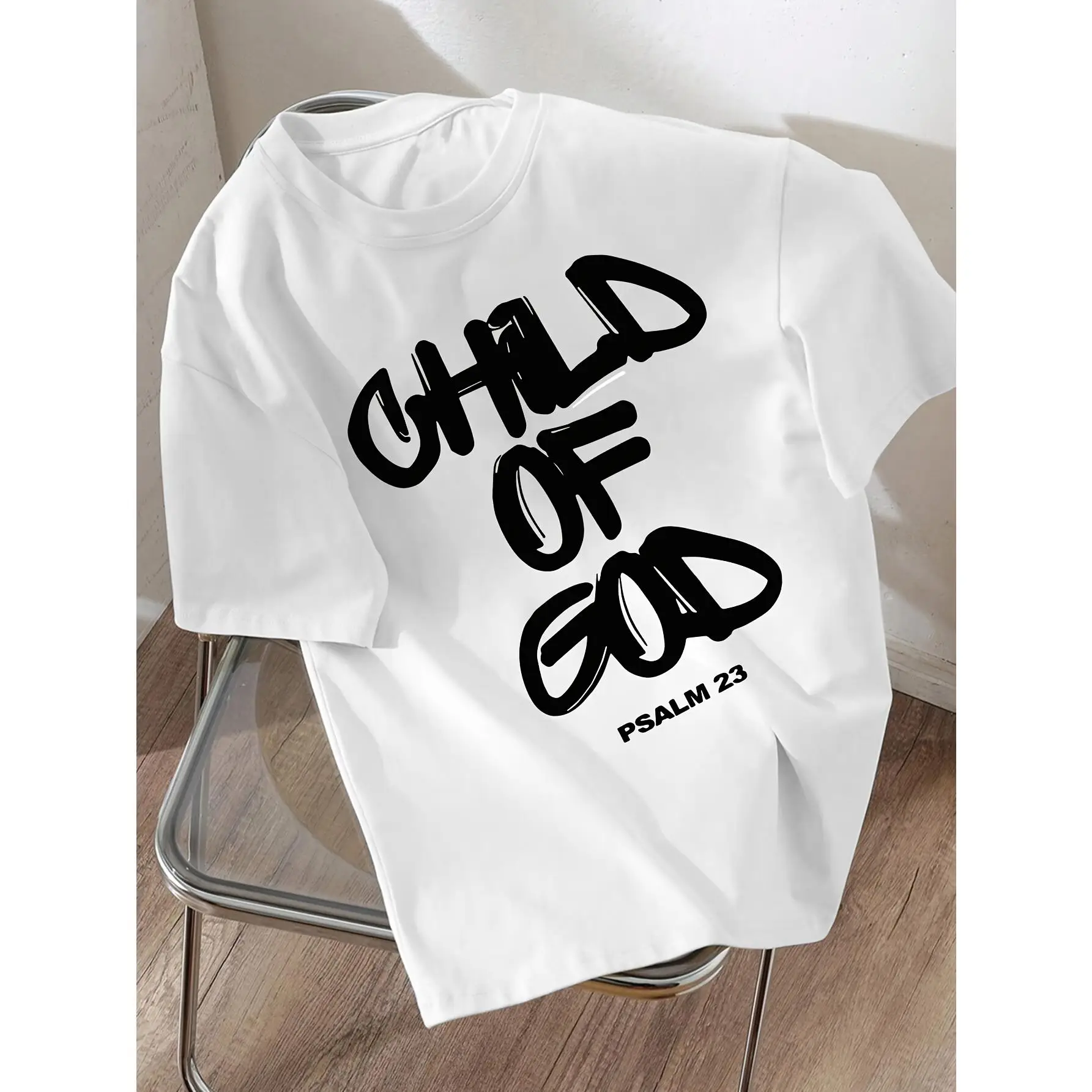 Kids' "Youngsters of God" Psalm 23" Graphic Tee - Casual & Trendy Summer Short Sleeve T-Shirt for Boys, Soft & Comfortable Fit with White Lettering &