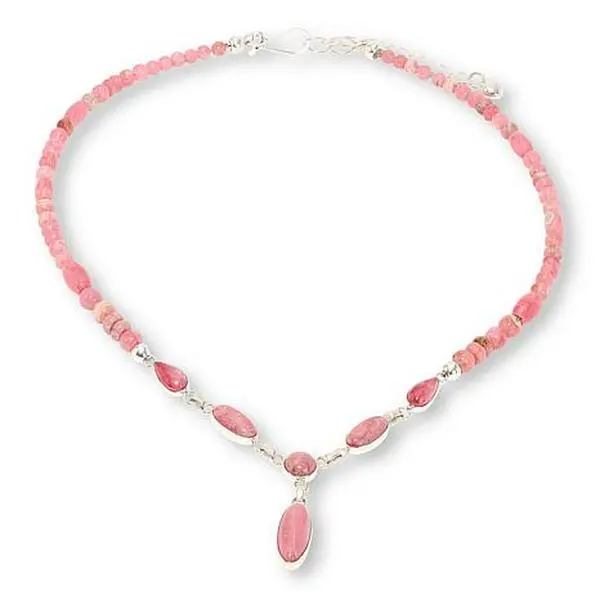Mine Finds by Jay King Sterling Silver Rhodochrosite Bead Necklace
