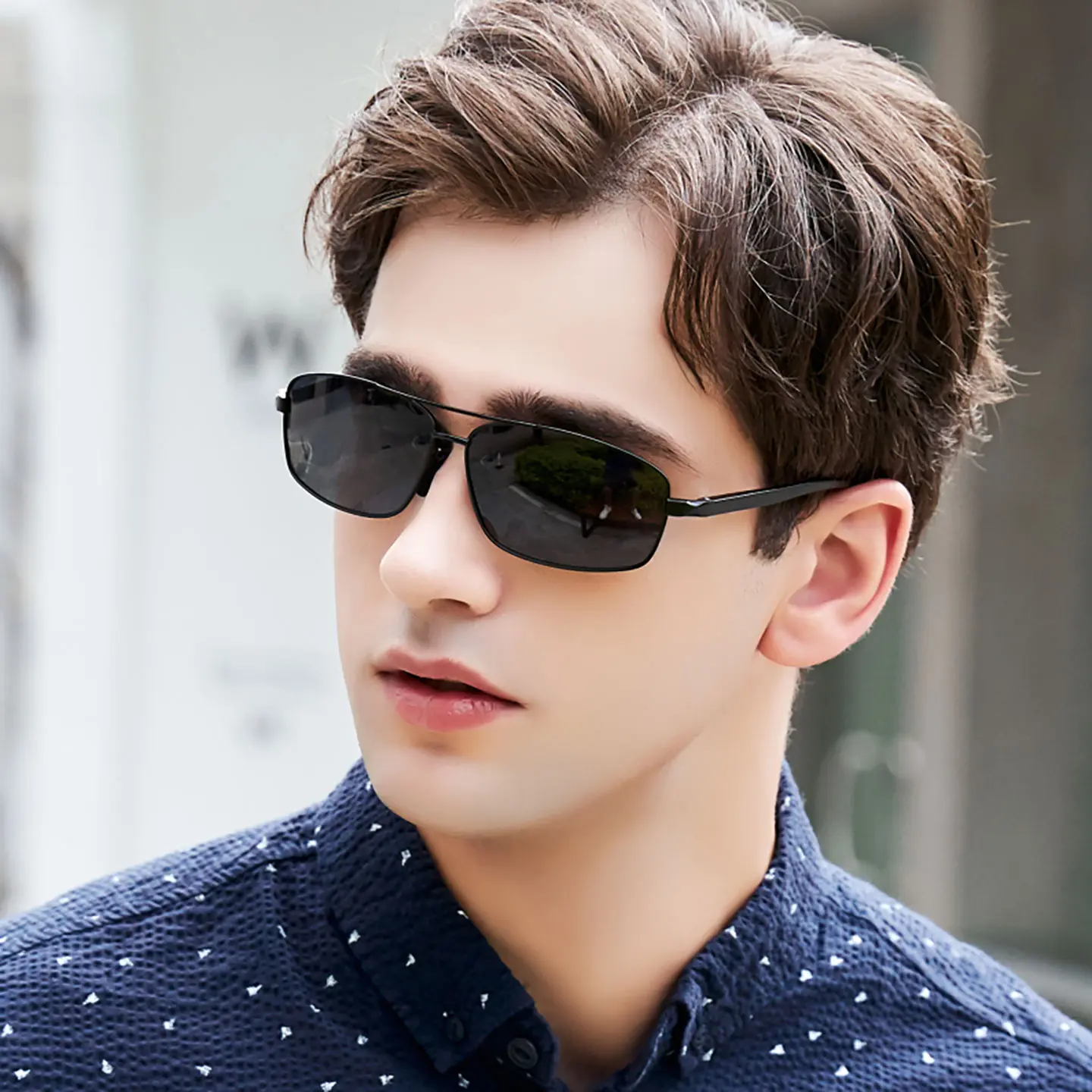 LEIMI Men's Rectangular Sport Sunglasses with Polarized Lenses, UV400 Protection for Driving, Fishing, and Running, Trendy Sporty Sunglasses, Uv Blocking Sunglasses Outdoor Sunglasses High Quality Eyewear