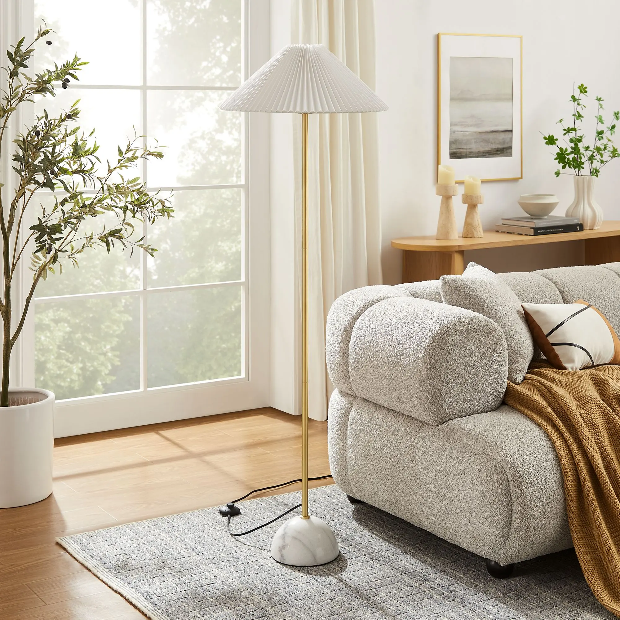Illusion Marble Dome Floor Lamp in Brass