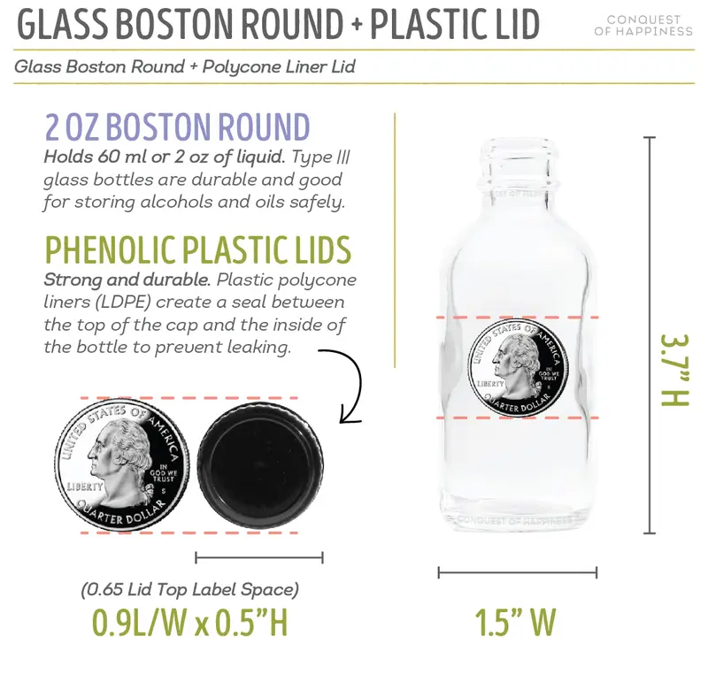 Vanilla Extract Labels with 2 oz Glass Bottles - Handmade by Conquest of Happiness Plastic Round 4