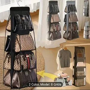 Multi Layer Handbag Organizer Foldable Oxford 8 Grids Storage Solution for Purses and Accessories