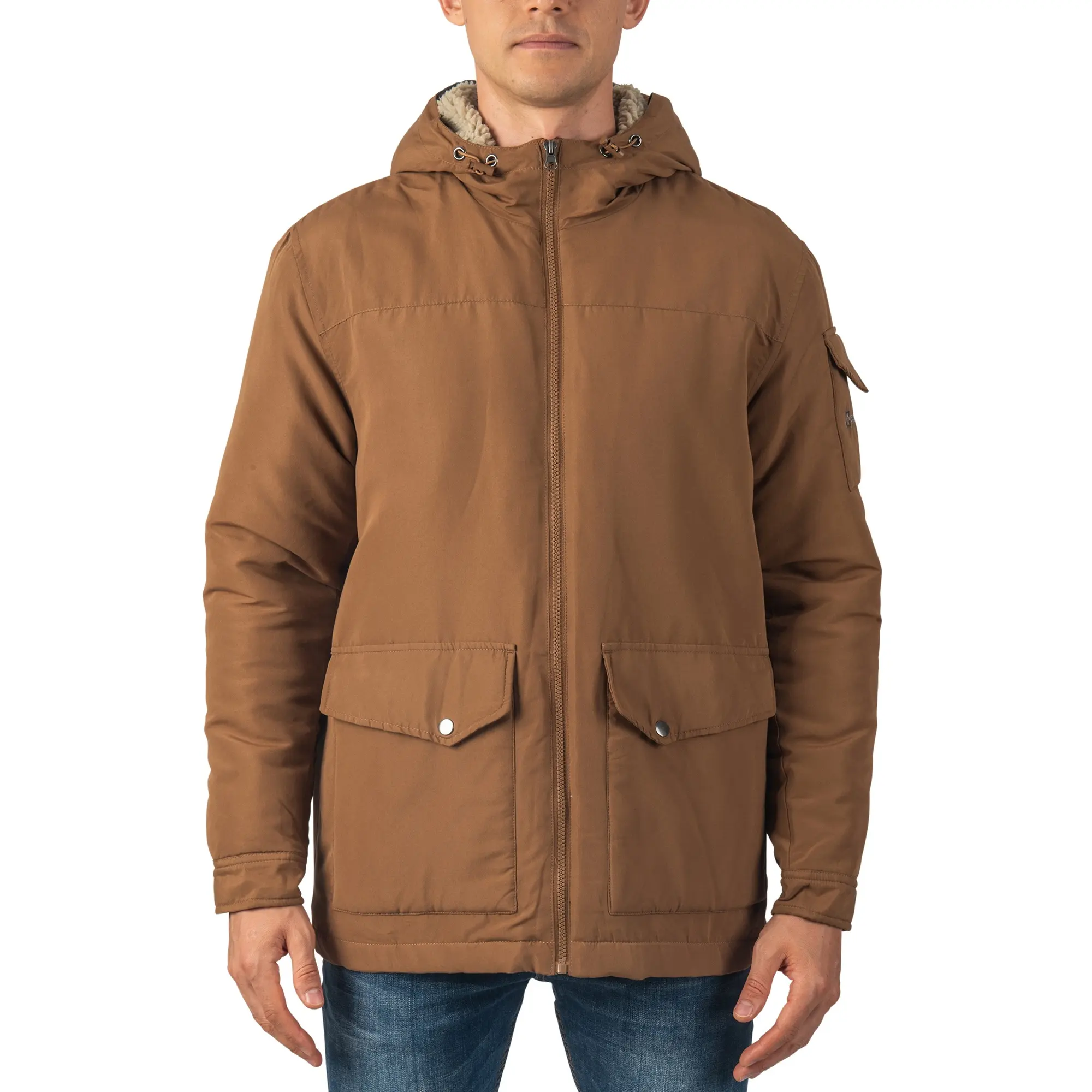 Alpine Swiss Shane Mens Sherpa Lined Parka Hooded Winter Coat Cargo Utility Jacket