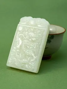 E.Collectible Gemstone Carving — Dragon Card Design