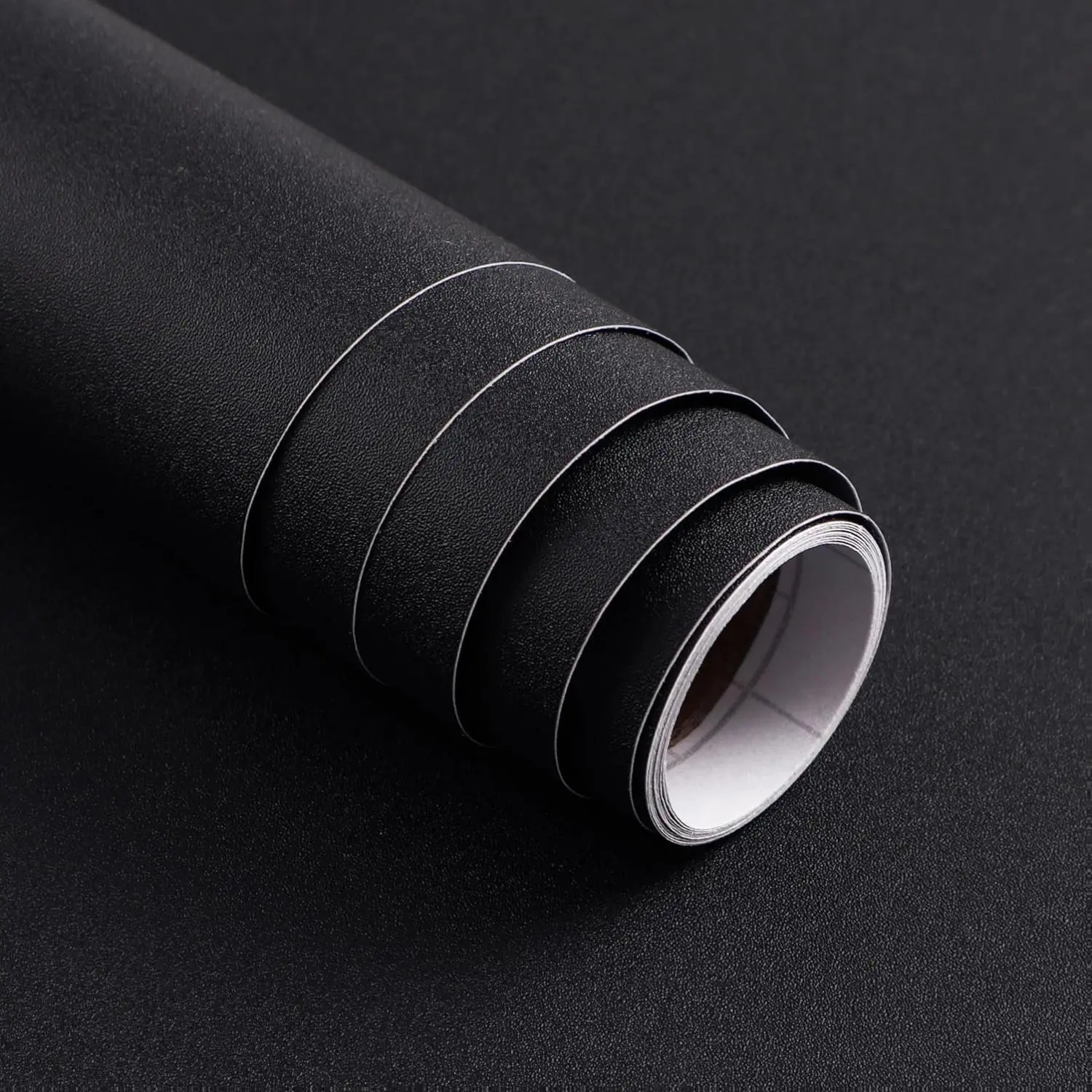 Matte Black Peel and Stick Wallpaper (15.7in x 118in) - Eco-Friendly Thickened Waterproof Contact Paper, Reusable for Healthy Living Environment, Living Room, Countertops, Long-Lasting Durability, 15.7" X 118"