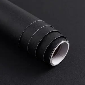 15.7" x 118" Peel and Stick Wallpaper Matte Black Contact Paper Eco-Friendly Thickened Waterproof Self-Adhesive for Countertops Bathroom Kitchen Cabinet