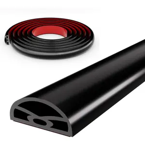 39" Black Shower Threshold Water Dam Stopper for Dry and Wet Separation, Self Adhesive Collapsible Walk in Shower Splash Guard Seal Strip, Silicone Sink Edge Water Barrier for Bathroom and Kitchen