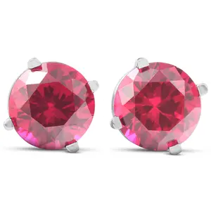 2ct Ruby Studs 14K White Gold Womens Earrings