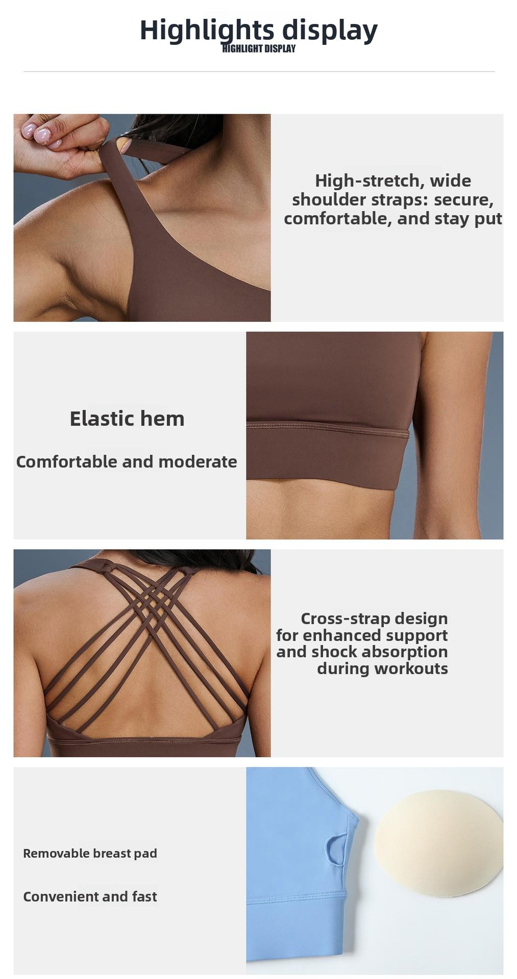 New Women's High-Impact Cross-Back Sports Bra, Shockproof Push-Up Support Fitness Bra