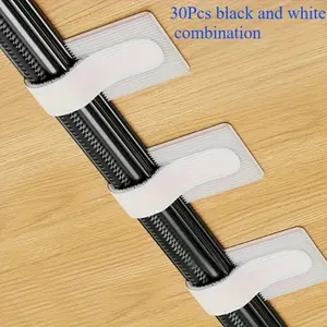 PrimPick Black and white nylon tape, suitable for desktop data cable storage, computer cable organization and office cable management tools, Cable Organizer